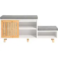 SoBuy Skobænk Hvid/Natur FSR125-WN