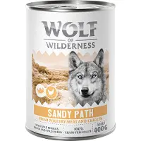 Wolf of Wilderness Adult 6 x 400 g - Med masser af frisk fjerkræ - Sandy Path - Fjerkræ med Kylling
