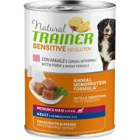 NATURAL TRAINER Paté Monoprotein Medium & Maxi Adult - 24 x 400 g Schwein & Vollkorngetreide