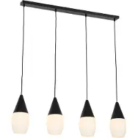 QAZQA Moderne pendellampe sort med opalglas 4-lys - Drop