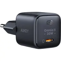 Aukey Omnia II - Strømforsyningsadapter - GaN - 30 Watt - PD 3.0, PD/PPS, QC 4.0+, QC 2.0, QC 3.0 (USB, USB-C)