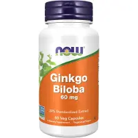 Now , Ginkgo Biloba, 60 mg, 60 Veg Capsuler