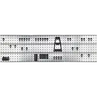 Raaco Hulplade til væg x3/Clips, Perforeret fiberplader værktøjsholder/hylde, Galvaniseret stål, Polyoxymethylen (POM), Metallic, 1560 mm, 11 mm, 440 mm