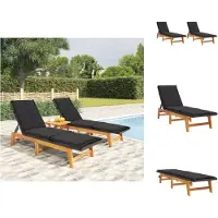 vidaXL liggestole med hynder 2 stk. polyrattan og massivt akacietræ