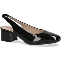 Caprice sling pumps, black, made of Leather with Trapeze heel, Size 41