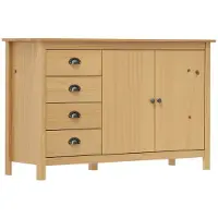 vidaXL skænk Hill 130x40x80 cm massivt fyrretræ honning