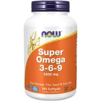 Now Super Omega 3-6-9 1200 mg, 180 softgelkapsler - fisk-, hør- og morgenfrueolie-blanding til sund hud, immunforsvar og nervesystemet