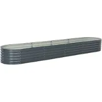 vidaXL Forhøjet Plantekasse Galvaniseret Stål Farvet - Grå / 400 x 80 x 44 cm