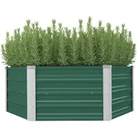 vidaXL højbed 129x129x45 galvaniseret stål grøn
