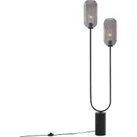 QAZQA Art Deco gulvlampe sort med røgglas 2-lys - Rid