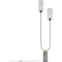QAZQA Art Deco gulvlampe messing med klart glas 2-lys - Rid