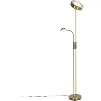 QAZQA Gulvlampe bronze inkl. LED og lysdæmper med læselampe - Kelso