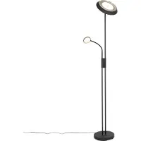QAZQA Gulvlampe sort inkl. LED og lysdæmper med læselampe - Fez