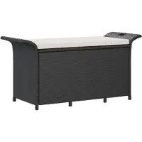 vidaXL havebænk med hynde 116x46x57 cm polyrattan sort