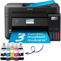 Epson EcoTank ET-4850 - Multifunktionsprinter - farve - blækprinter - kan genopfyldes - A4 (medie) - op til 15.5 spm (udskriver) - 250 ark - 33.6 Kbps - USB, LAN, Wi-Fi - sort