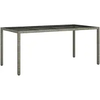 vidaXL Havebord 190x90x75 Cm Hærdet Glas Og Polyrattan - Grå Og Sort