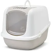 Savic Nestor Jumbo hvid - kaffebrun - lukket kattebakke - 66,5x48,5x46,5 cm - 1 stk.