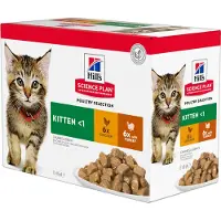 Hill's Pet Nutrition Økonomipakke: 48 x 85 g Hill's Science Plan pouch - Kitten Fjerkræmix: 2 varianter