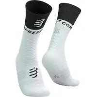 Compressport - Trail running tøj - Mid Compression Socks V2.0 White/Black til Unisex - Størrelse 45-48 - Hvid