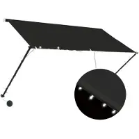 vidaXL foldemarkise med LED 250x150 cm antracitgrå