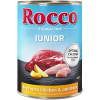 Rocco Økonomipakke Junior 24 x 400 g - Fjerkræ & vildt med ris + kalcium