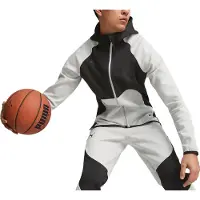 Puma Sportssweatjakke 'Hoops Team Dime' lysegrå / sort