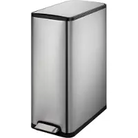 EKO Pedalspand, Ecoslim, stål mat, rustfrit stål, 45 l, inderspand af plast, soft close