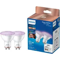 Philips Smart Lighting Intelligent LED RGB glaspære, GU10, 345 lm, 2-pak, Smart pære, Wi-Fi/Bluetooth, Hvid, Wi-Fi 4 (802.11n), 802.11b, 802.11g, LED, GU10