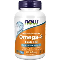 Now Omega-3 Molekylært destilleret - 100 bløde gelkapsler, ren fiskeolie til hjerte- og hjernesundhed (EPA og DHA)