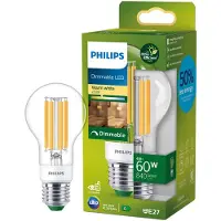 Philips LED E27 Normal 4W (60W) Klar Dæmpbar 840lm 2700K Energiklasse A