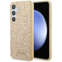 GUESS Glitter Script-etui til Samsung Galaxy S24 - guld