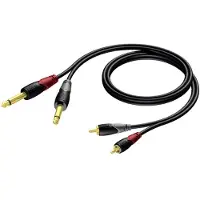 Procab Jack-kabel 6,3 mm x2 - RCA (Cinch) x2 - 3 m - sort (CLA631/3)