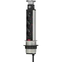 Brennenstuhl Tower Power Table Extension Socket - Stikdåse - output-stikforbindelser: 3 - 2 m ledning - sort, aluminium