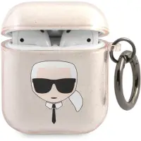 Karl Lagerfeld Glitter Karl's Head Case til AirPods 1/2 - Guld