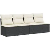 vidaXL 4-personers havesofa med hynder polyrattan sort
