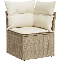 vidaXL Havestol Med Hynder Uden Armlæn Polyrattan - Beige / Hjørnesofa