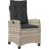 DKD Home Decor havestol med lænefunktion og hynder polyrattan lysegrå