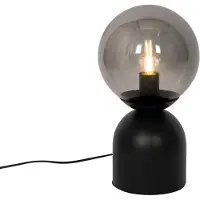 QAZQA Hotel Chic Bordlampe Sort med Røgglas - Pallon Trend