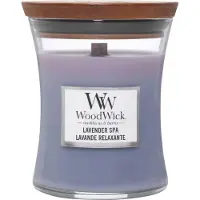 Woodwick Medium Hourglass Candle Lavendel Spa - Premium Soja Blend Wax Pluswick Innovation 60 Hour Burn Time