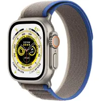 Apple Watch Ultra - 49 mm - titanium - smart ur med Trail Loop - blød dobbeltlagsnylon - blå/grå - båndstørrelse: S/M - 32 GB - Wi-Fi, LTE, UWB, Bluetooth - 4G - 61.3 g