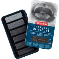 Derwent XL Charcoal Blocks - med 6 stk. i tinboks
