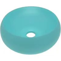 vidaXL luksuriøs rund håndvask matgrøn 40x15 cm keramik