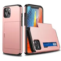 Mtp Products iPhone 12/12 Pro Hybrid Cover med Glidende Kortslot - Rødguld