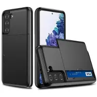 Mtp Products Samsung Galaxy S21 FE 5G Hybrid Cover med Glidende Kortslot - Sort