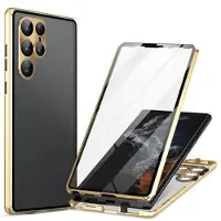 Mtp Products Samsung Galaxy S24 Ultra Magnetisk Cover med Hærdet Glas - Guld