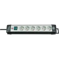 Brennenstuhl Premium-Line 6-vejs med kontakt, sort/lysegrå, 5 m