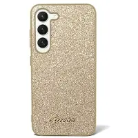 GUESS Samsung Galaxy S24+ Glitter Flakes Metal Logo Hybrid Cover - Guld