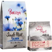 Purizon Økonomipakke: 2 x 12 kg Single Meat - én slags kød - Laks med spinat & kornblomster