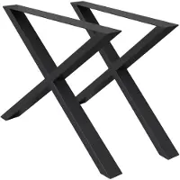 ECD-Germany ECD Germany 2-delt bordstel 60 x 72 cm i X-form X-design kors lavet af pulverlakeret stål sort i industrielt design Bordbund, bordben, bordskinner,