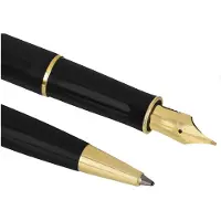 Parker SONNET, Sort, Guld, 2 stk, Kuglepen + fyldepen